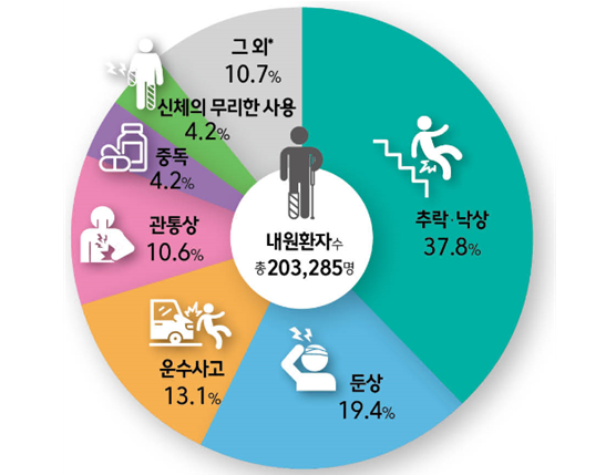 교통사고로 인한 손상 환자 비율은 13.1%